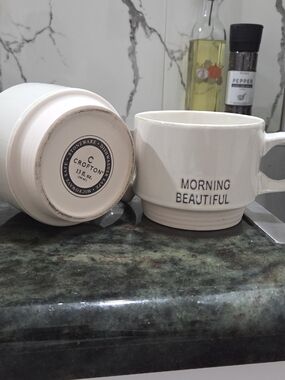 Croton Cream "Morning Beautiful" Stoneware Mug
